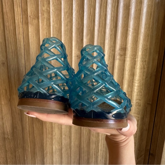 THE ROW Blue Mara Jelly Flat Slip On Sandal Shoes - Picture 6 of 9